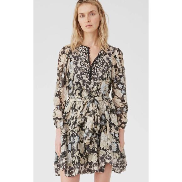 Rebecca Taylor Print Mix Clip Dress size 0 - Picture 1 of 7